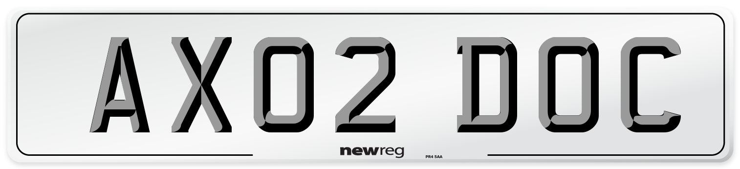 AX02 DOC Number Plate from New Reg